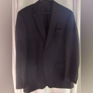 Calvin Klein Men's Black Wool Suit Jacket; Size 42L **One Front Button Missing**